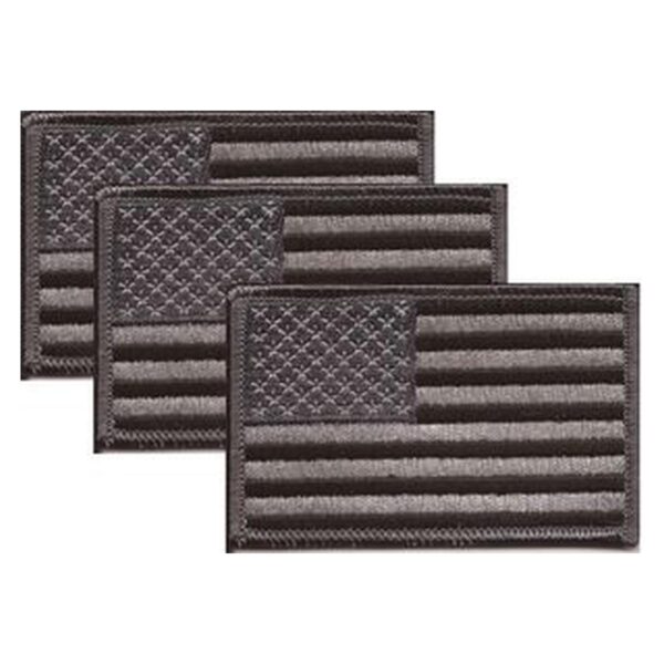 US Subdued Black and Silver Left Hand Flag PatchPack of 3