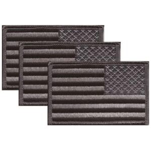 US Subdued Black and Silver Right Hand Flag PatchPack of 3