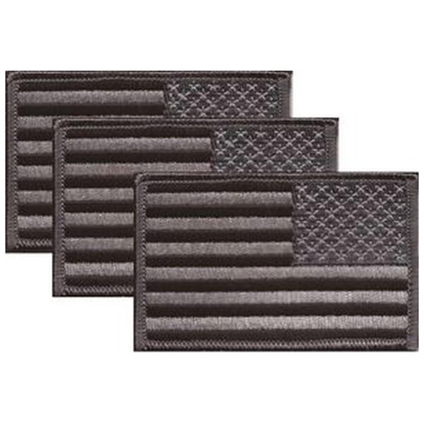 US Subdued Black and Silver Right Hand Flag PatchPack of 3