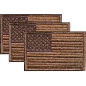 US Subdued Brown Left Hand Flag PatchPack of 3