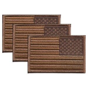 US Subdued Brown Right Hand Flag PatchPack of 3