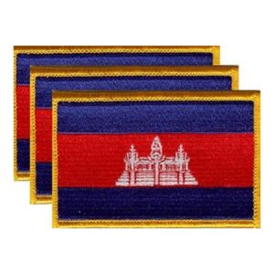 Cambodia Flag PatchPack of 3