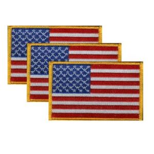 US Gold Border Left Hand Flag PatchPack of 3