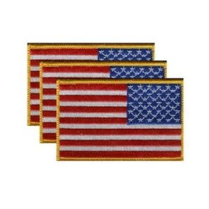 US Gold Border Right Hand Flag PatchPack of 3
