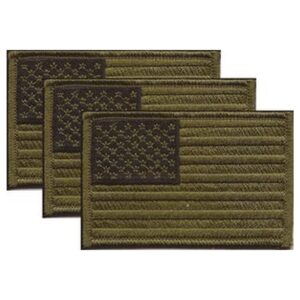 US Subdued Green Left Hand Flag PatchPack of 3