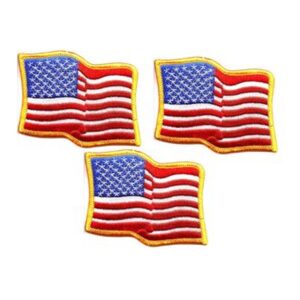 US Waving Flag PatchPack of 3