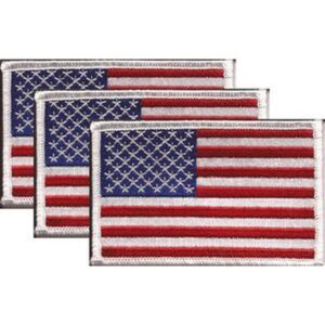 US White Border Left Hand Flag PatchPack of 3