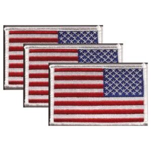 US White Border Right Hand Flag PatchPack of 3