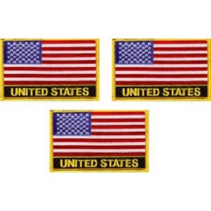 US Flag Patch With NamePack of 3